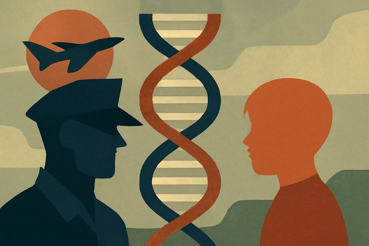 Editorial illustration for: Decades Later, Veterans and Their Children Seek Connection Through DNA