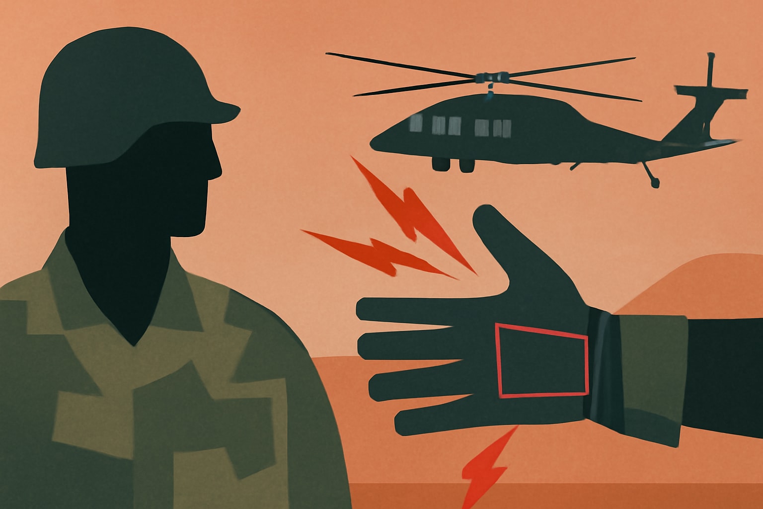 Editorial illustration for: Army Study Raises Concerns Over ICE's Use of Shock Gloves