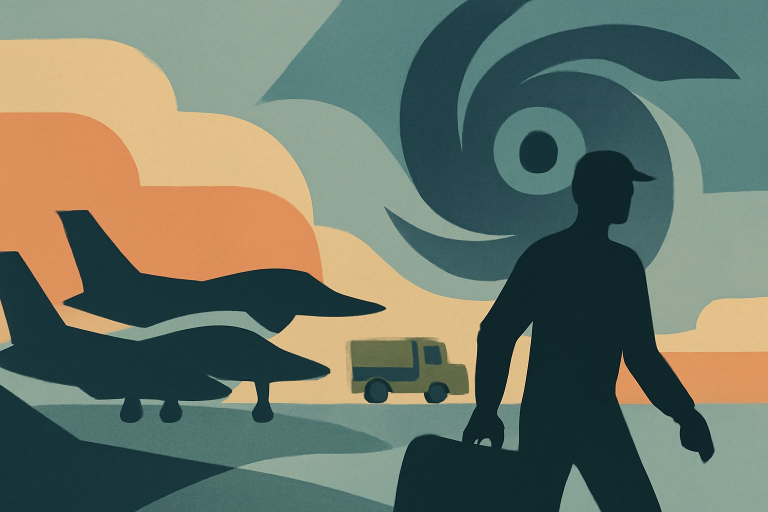 Editorial illustration for: Florida Air Force Bases Evacuate Planes and Personnel as Hurricane Isaias Approaches