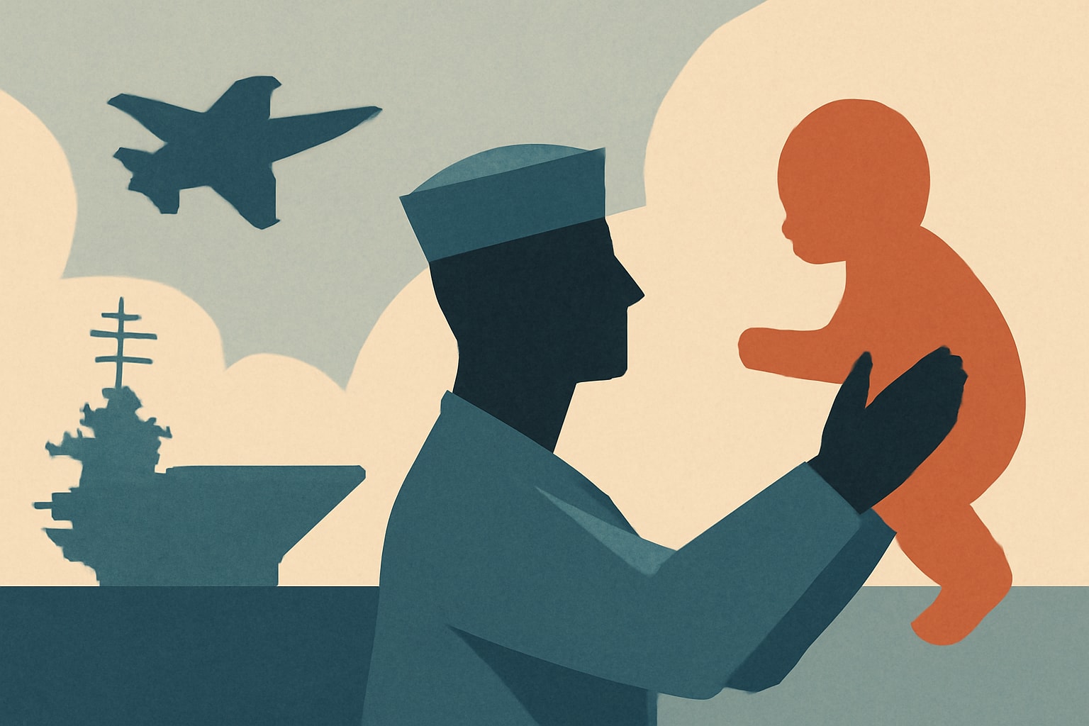 Editorial illustration for: USS Abraham Lincoln Sailors Meet Their Children for the First Time
