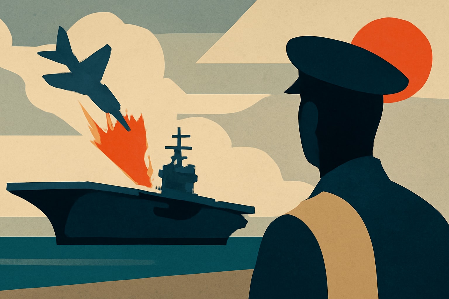 Editorial illustration for: USS Dwight D. Eisenhower Returns to Port After Aircraft Mishap