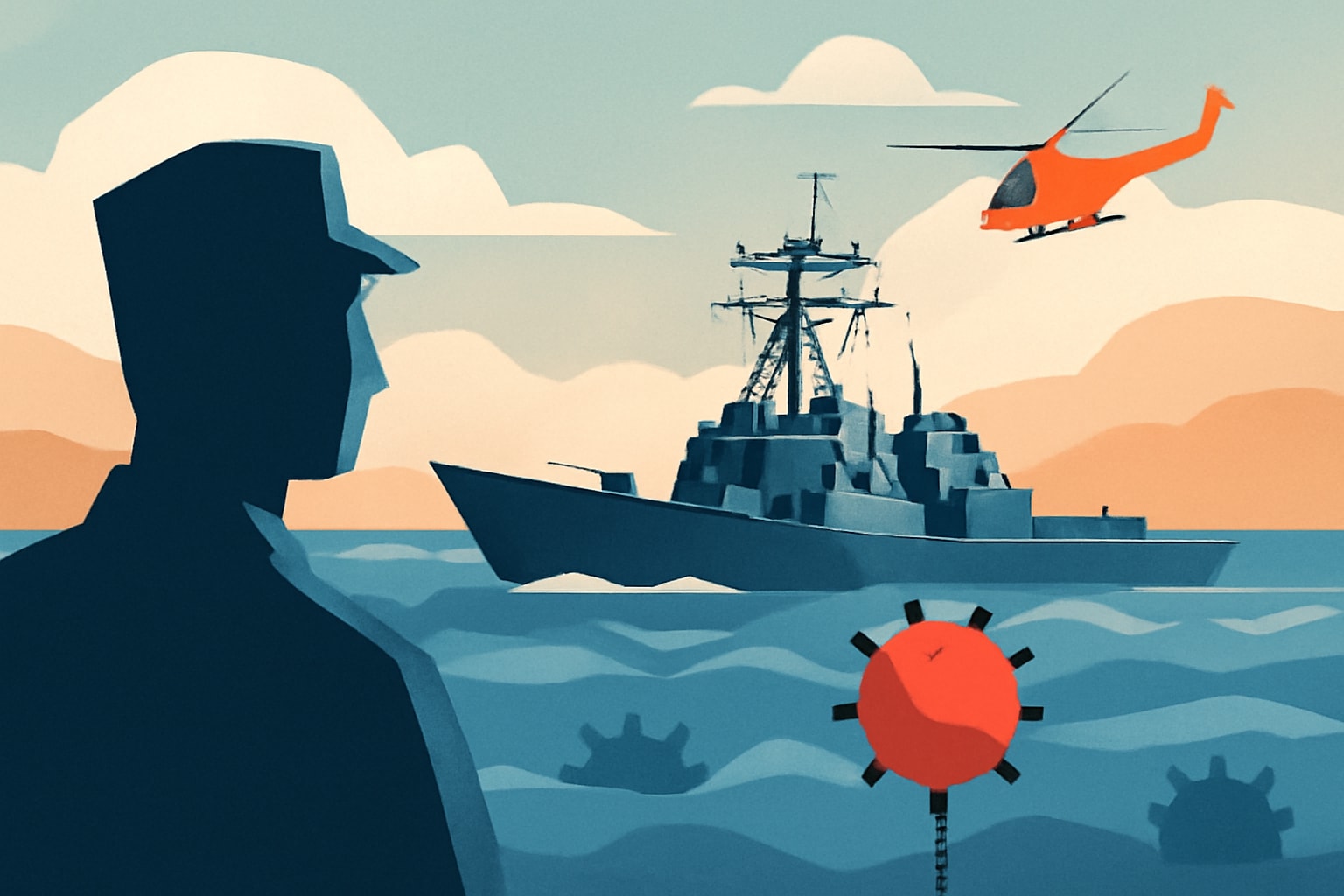 Editorial illustration for: U.S. Navy Destroyers Enter Persian Gulf for Mine Clearance Mission