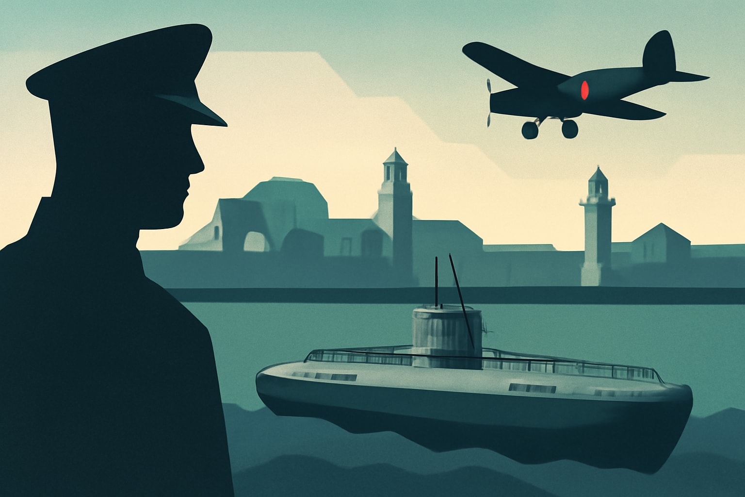 Editorial illustration for: A German U-Boat Intruded into Newport Harbor During World War I