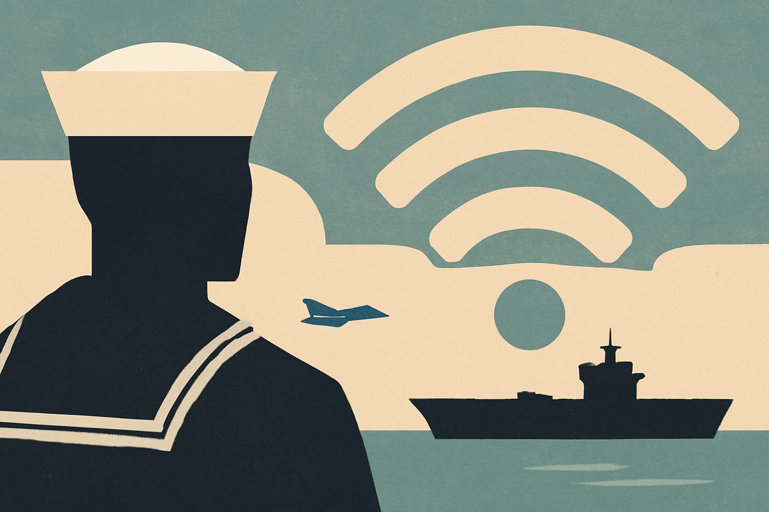 Editorial illustration for: Navy's Free Wi-Fi Initiative for Sailors Nears Completion