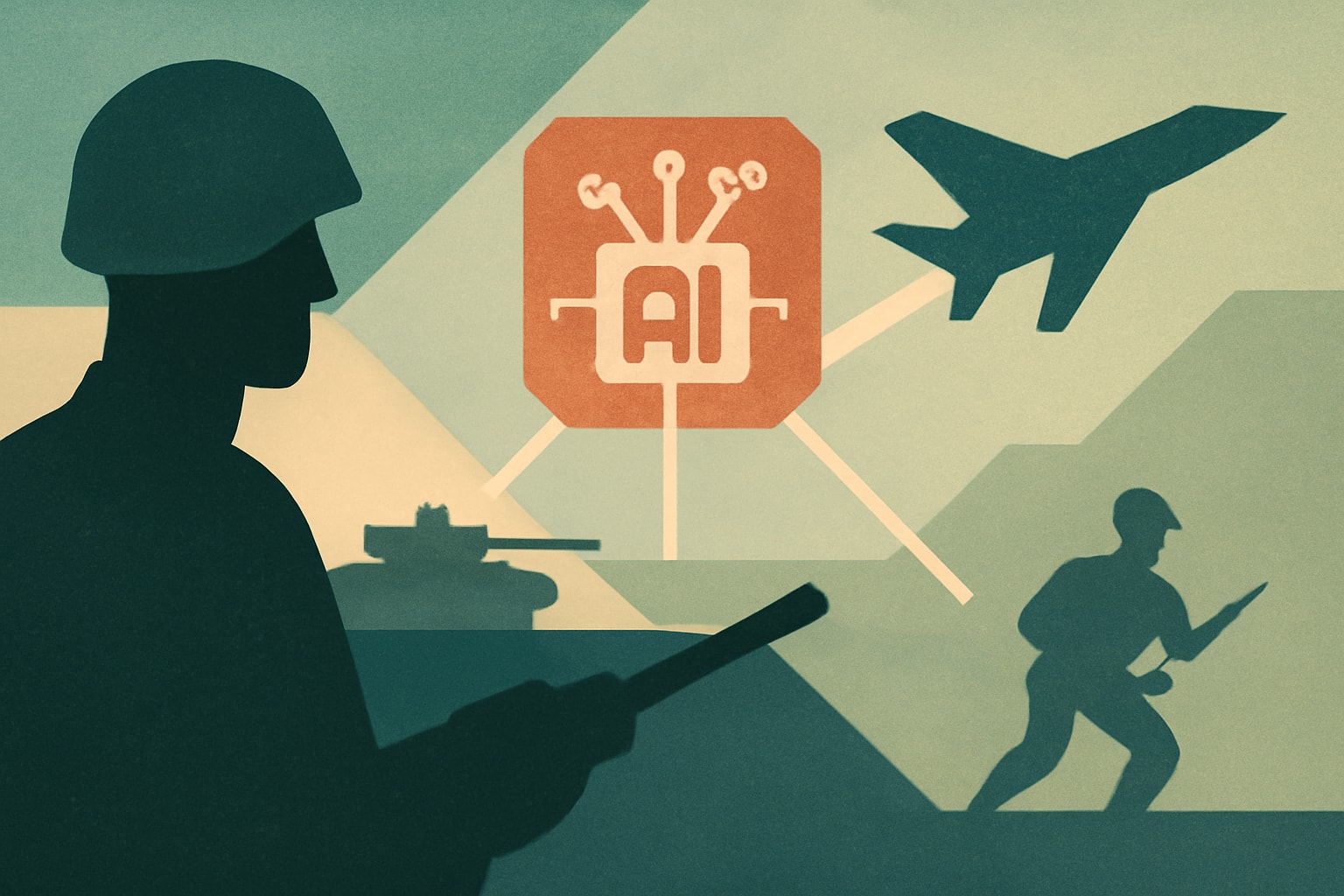 Editorial illustration for: Military AI Dominance: Transforming Warfighting Tactics