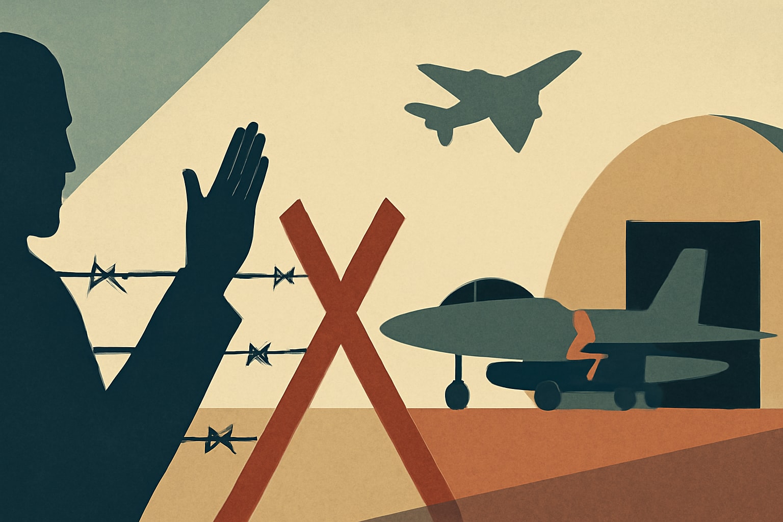 Editorial illustration for: Senator Claims Pentagon Denied Access to Al Udeid Air Base to Conceal Damage