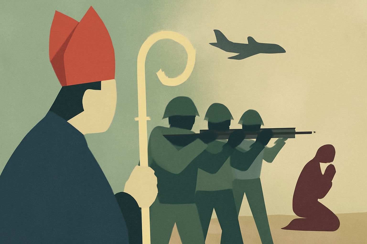 Editorial illustration for: Archbishop Advises Against Catholic Participation in Army Firing Squads