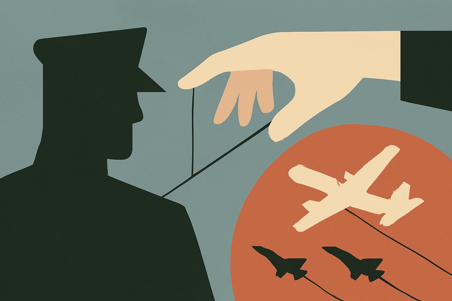 Editorial illustration for: Generals Propose New Control for National Guard Deployments