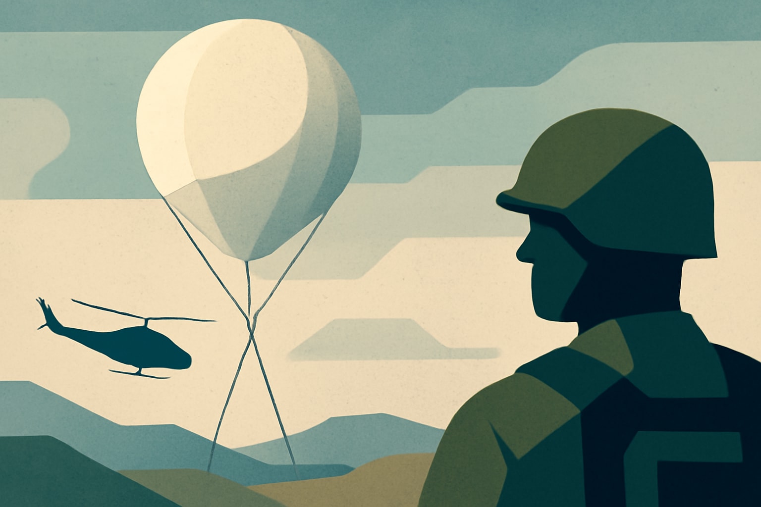 Editorial illustration for: US Army Considers Balloons for Military Operations