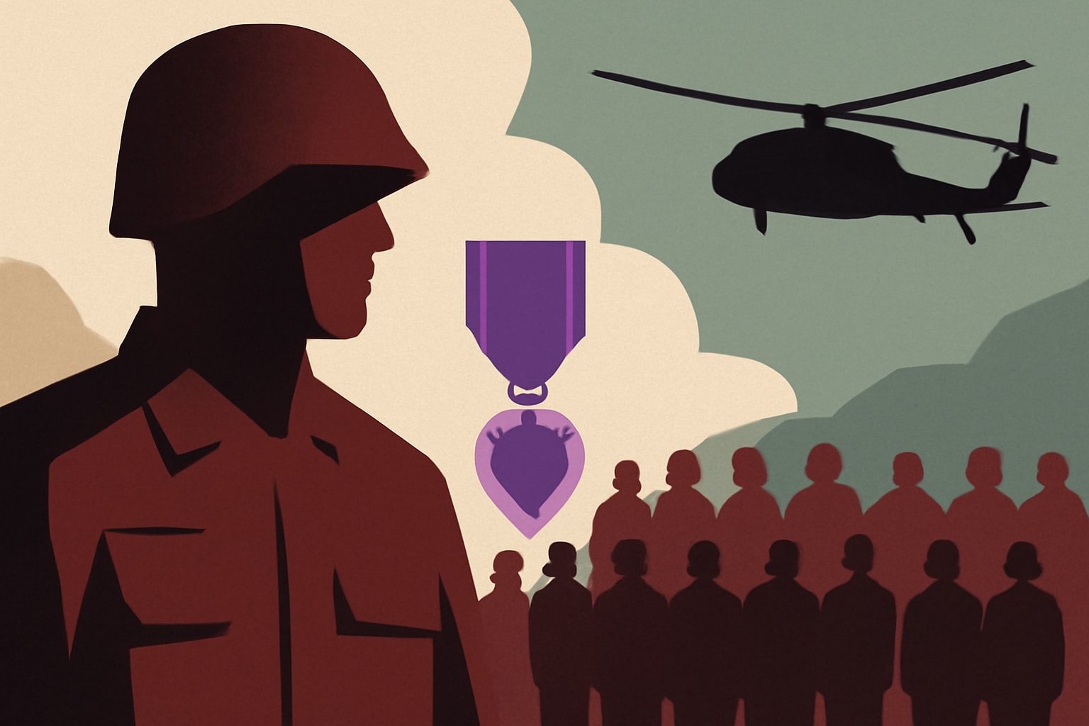 Editorial illustration for: Over 200 Troops Awarded Purple Hearts During the Iran War