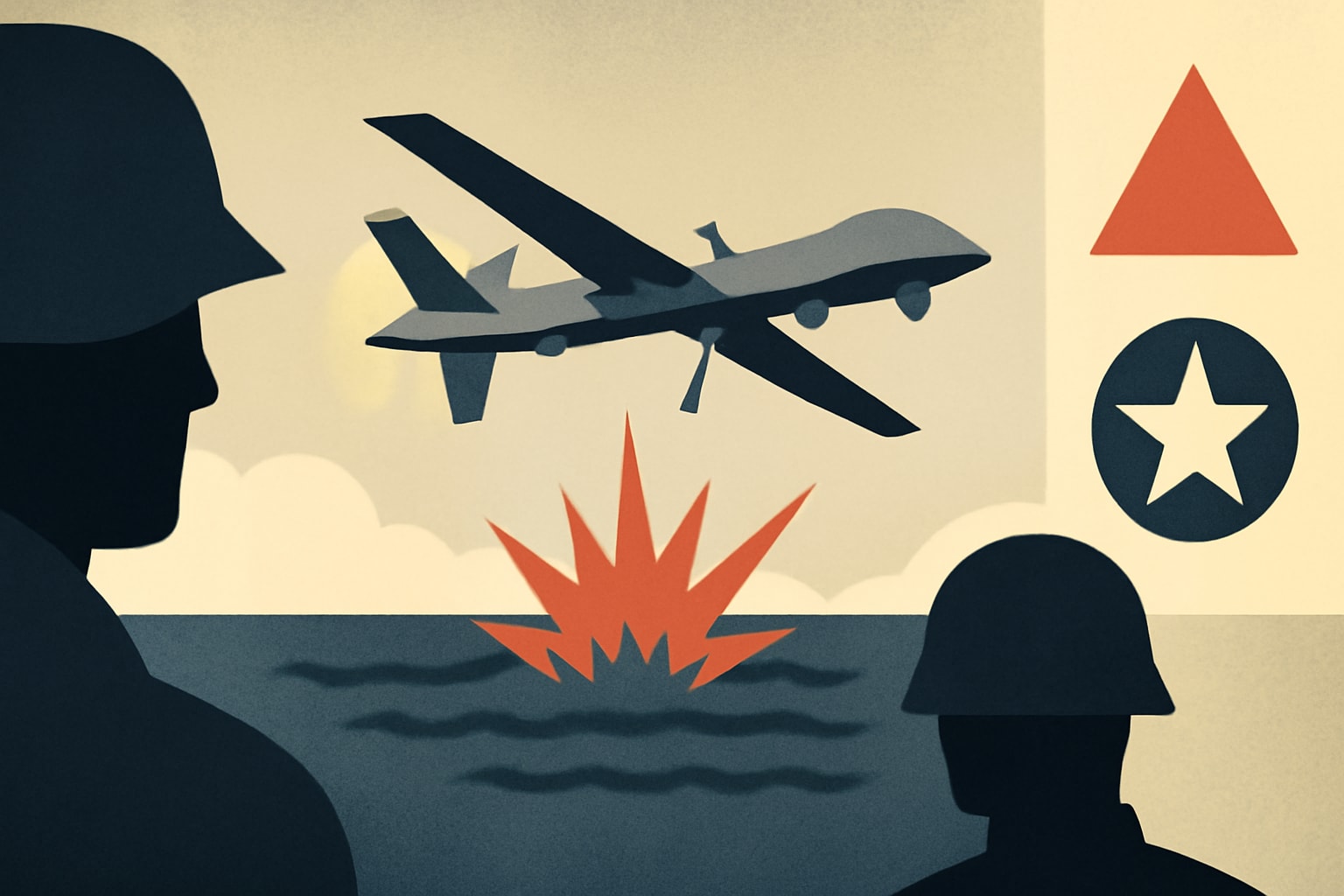 Editorial illustration for: Drone Strikes in the Black Sea Heighten Concerns Over NATO's Response