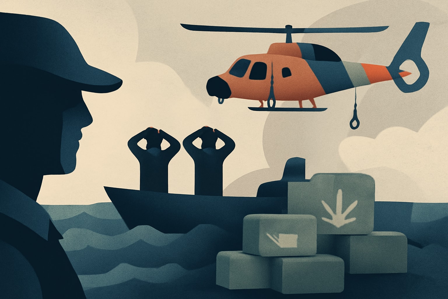Editorial illustration for: Coast Guard Seizes $227 Million in Drugs, Smugglers Repatriated