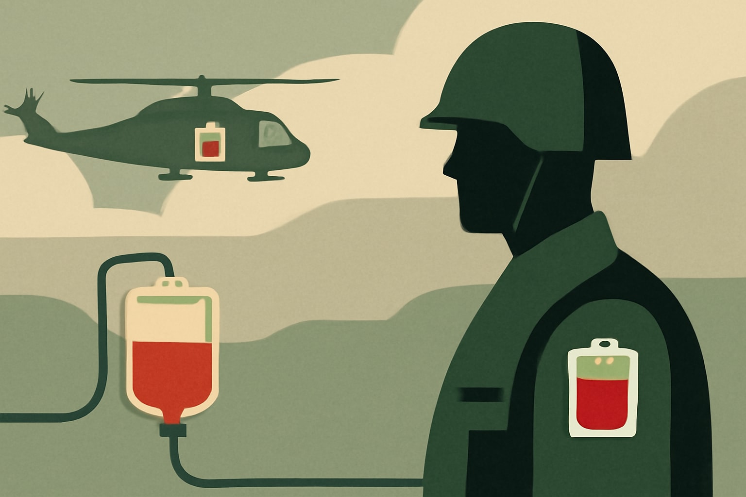Editorial illustration for: US Army’s New Combat Care Plans Focus on Blood Supplies and Tech