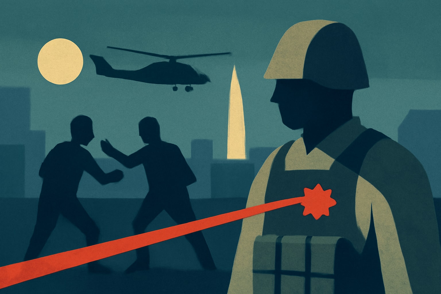 Editorial illustration for: National Guardsman Shot While Breaking Up Fight in Washington, D.C.