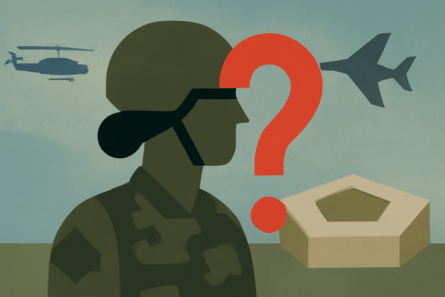 Editorial illustration for: Pentagon's Study on Women in Combat Sparks Questions and Concerns
