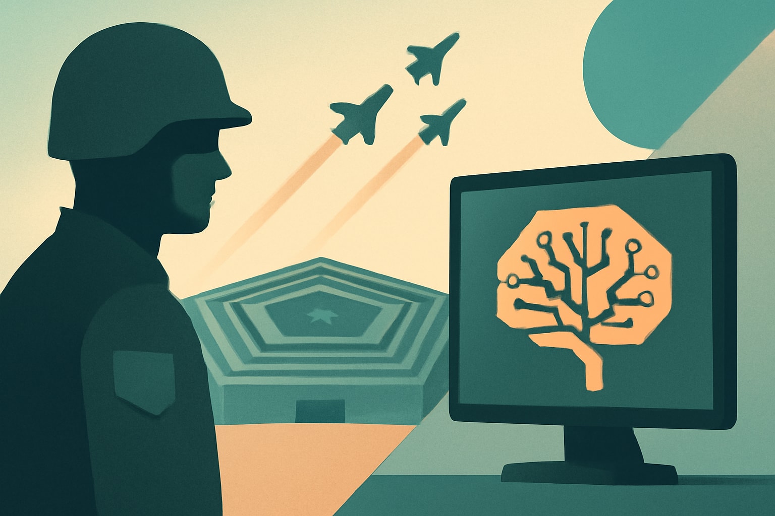Editorial illustration for: Pentagon AI Oversight Office Struggles to Keep Pace with Ambitions