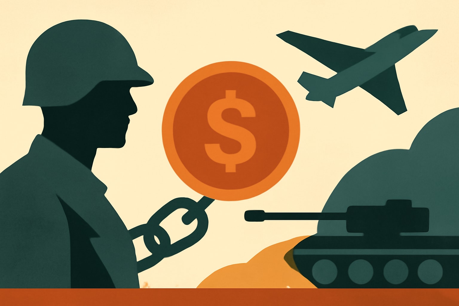 Editorial illustration for: Understanding the Financial Ties Between Military Service and War