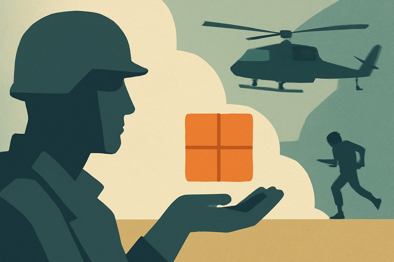 Editorial illustration for: Pentagon Develops Ketamine Wafers for Battlefield Medicine