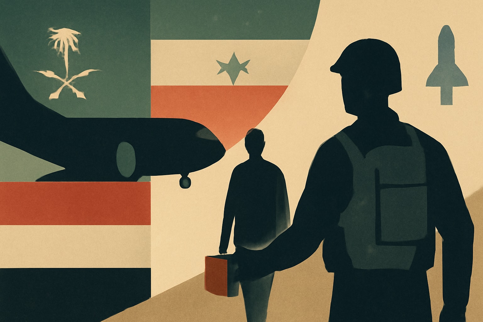 Editorial illustration for: US Withdraws Diplomats from Saudi Arabia Amid Rising Tensions with Iran and Houthi Forces
