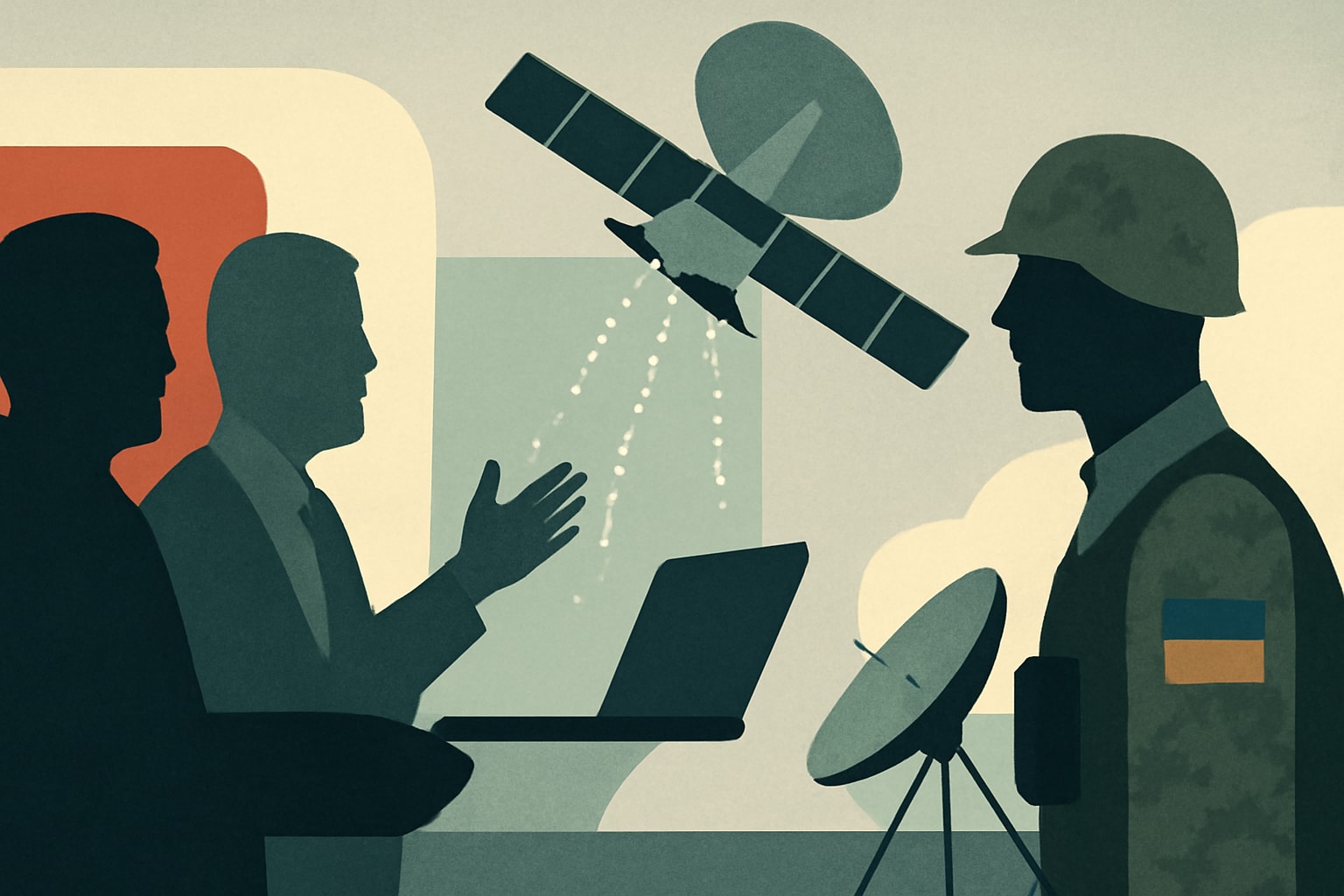 Editorial illustration for: Bipartisan Lawmakers Urge Action to Enhance Ukraine's Starlink Access
