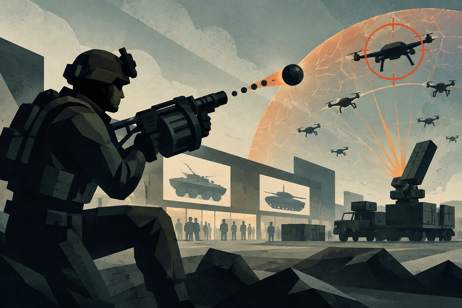 Editorial illustration for: AUSA 2026 Showcases Semiautomatic Grenade Launchers and Drone Defense Tech