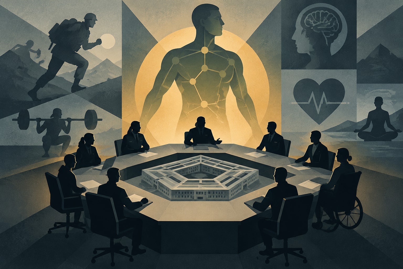 Editorial illustration for: Pentagon Establishes Advisory Council on Human Performance and Health