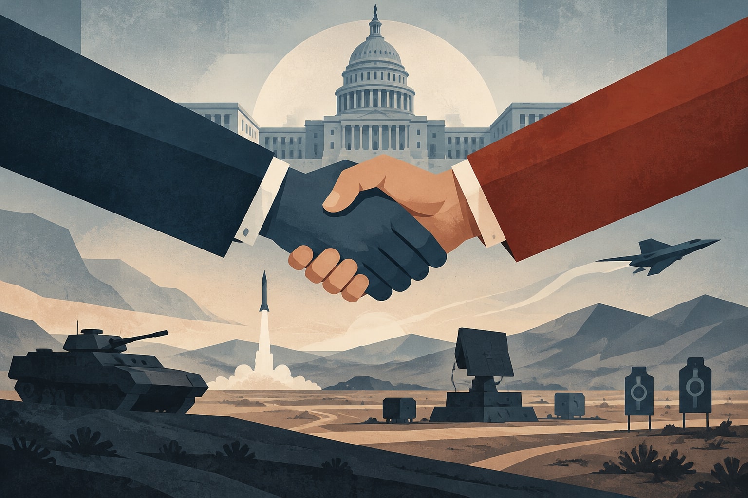 Editorial illustration for: Congress Launches Bipartisan Caucus for Military Range and Test Facilities