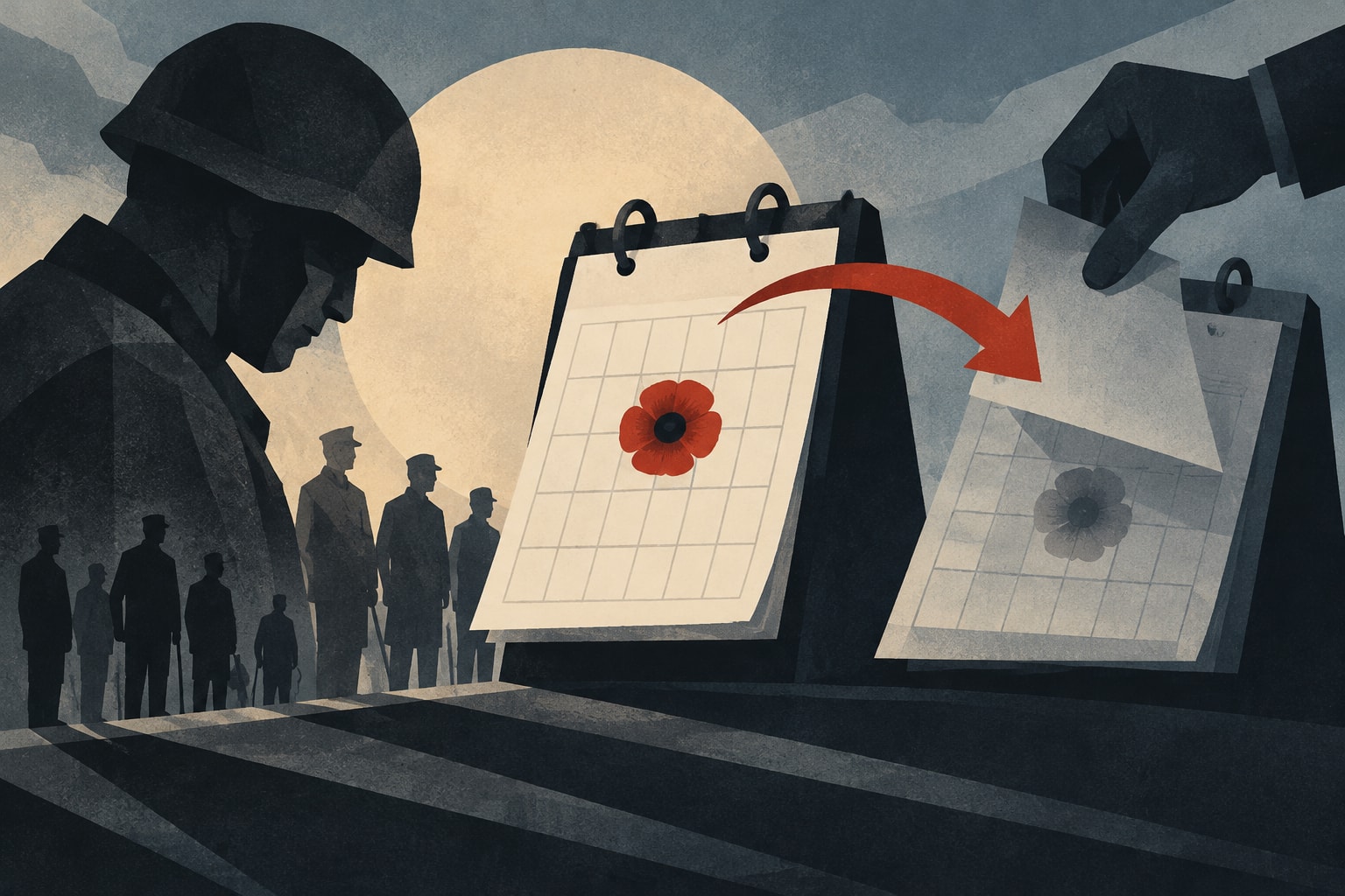 Editorial illustration for: The Controversial Shift of Veterans Day from November 11