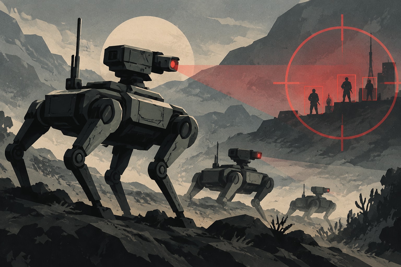 Editorial illustration for: Army Tests Autonomous Robots Designed to Hunt Enemy Targets