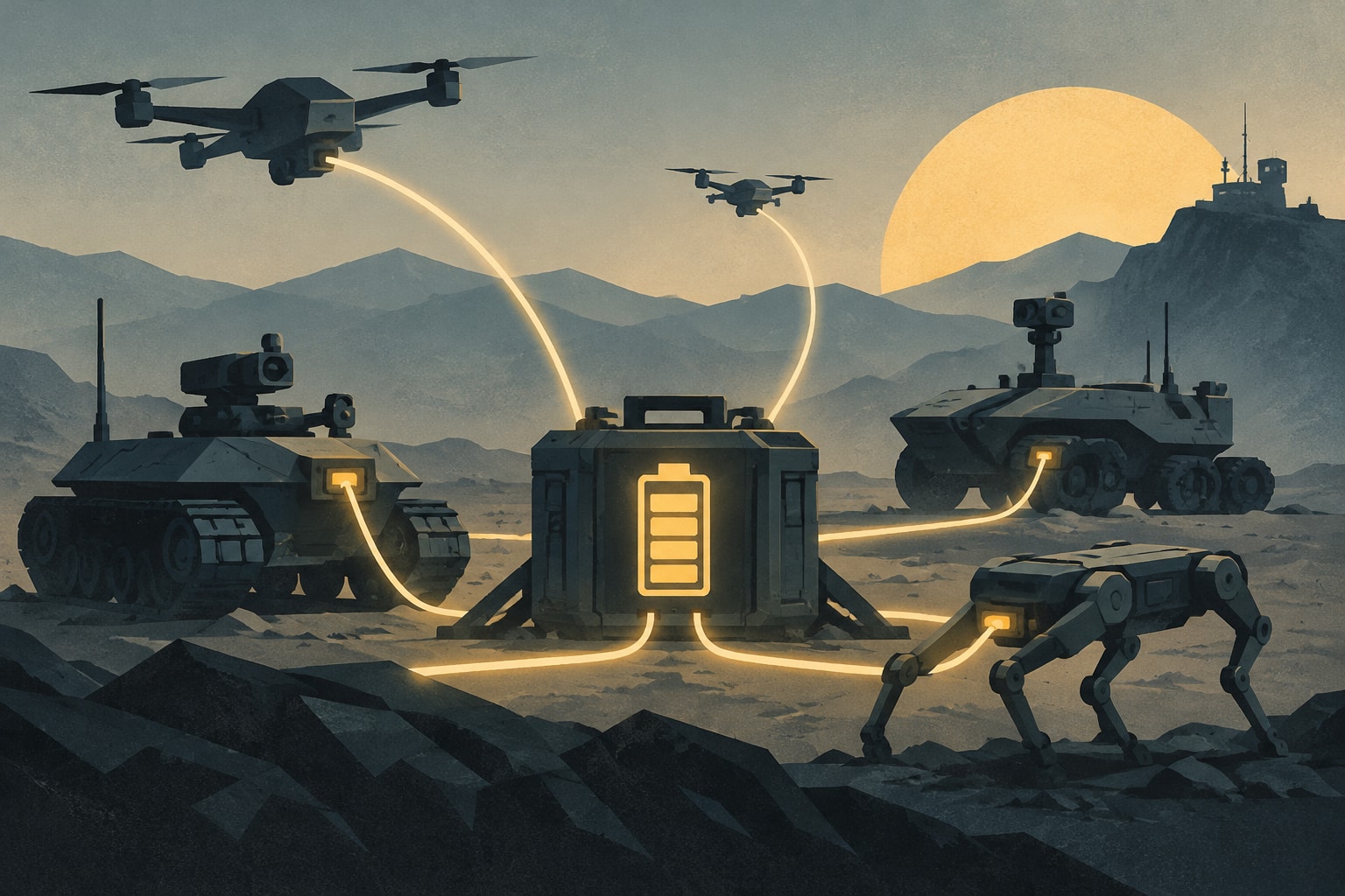 Editorial illustration for: Chariot Defense Develops Innovative Power Solutions for the Robotic Battlefield