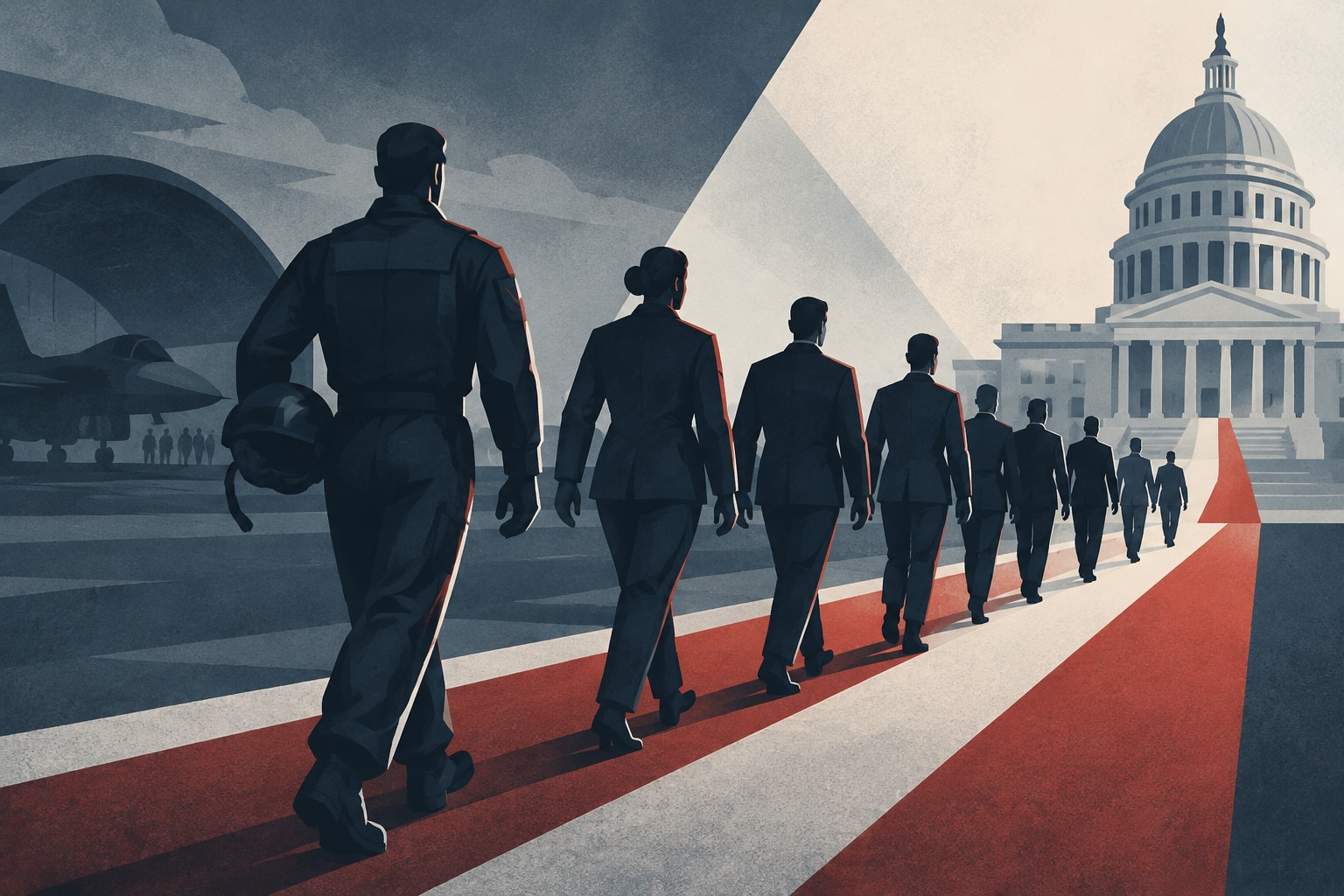 Editorial illustration for: Dozens of Former Airmen Are Running in the 2026 Midterms