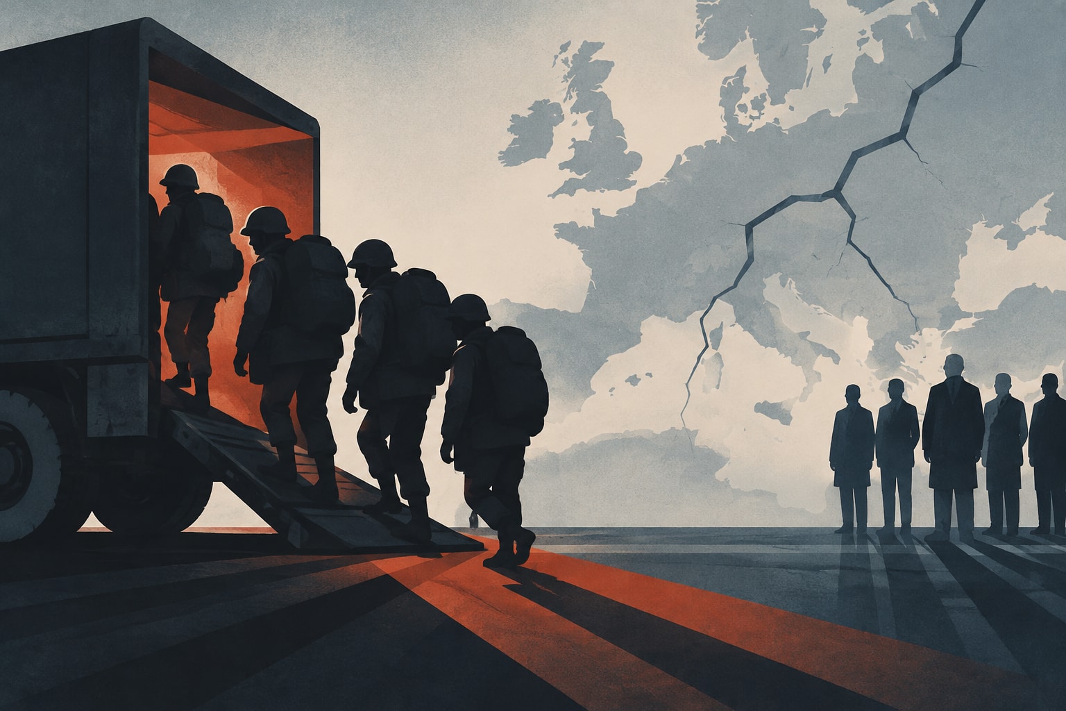 Editorial illustration for: Hasty U.S. Exit from Europe Risks Alienating NATO Allies