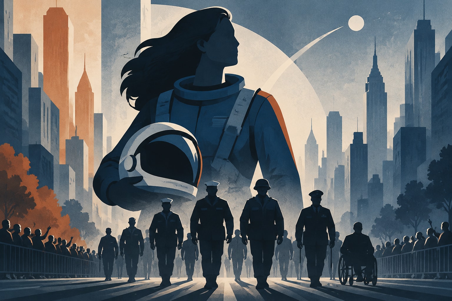 Editorial illustration for: Navy Astronaut Suni Williams to Lead NYC Veterans Day Parade