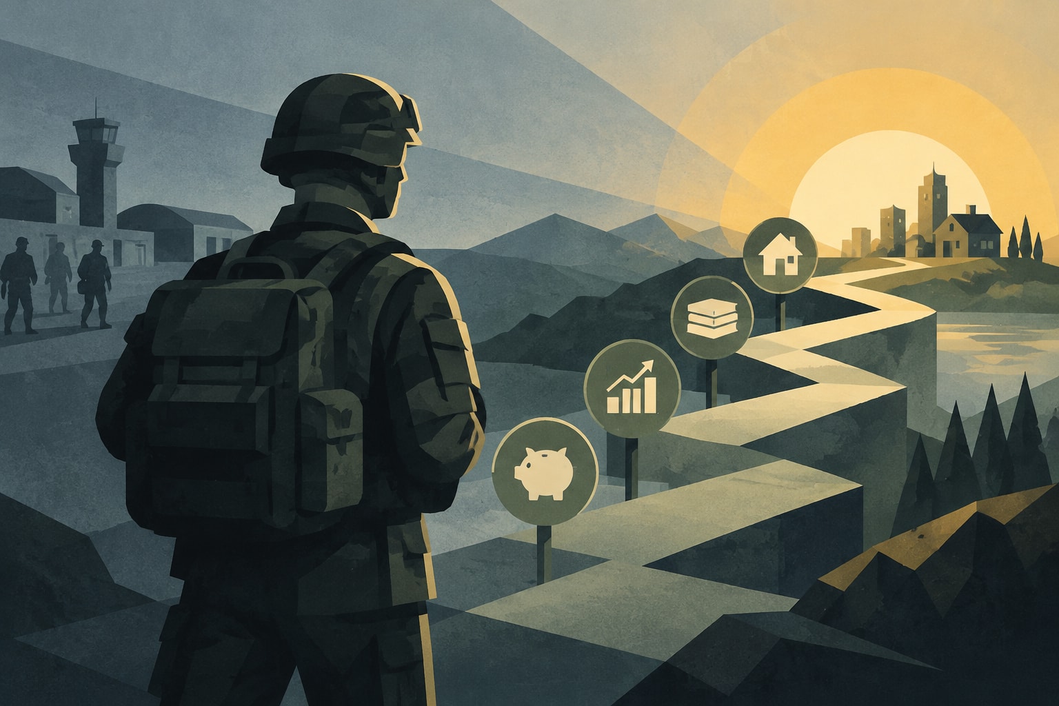 Editorial illustration for: Building Financial Independence: Essential Habits for Active Duty Service Members