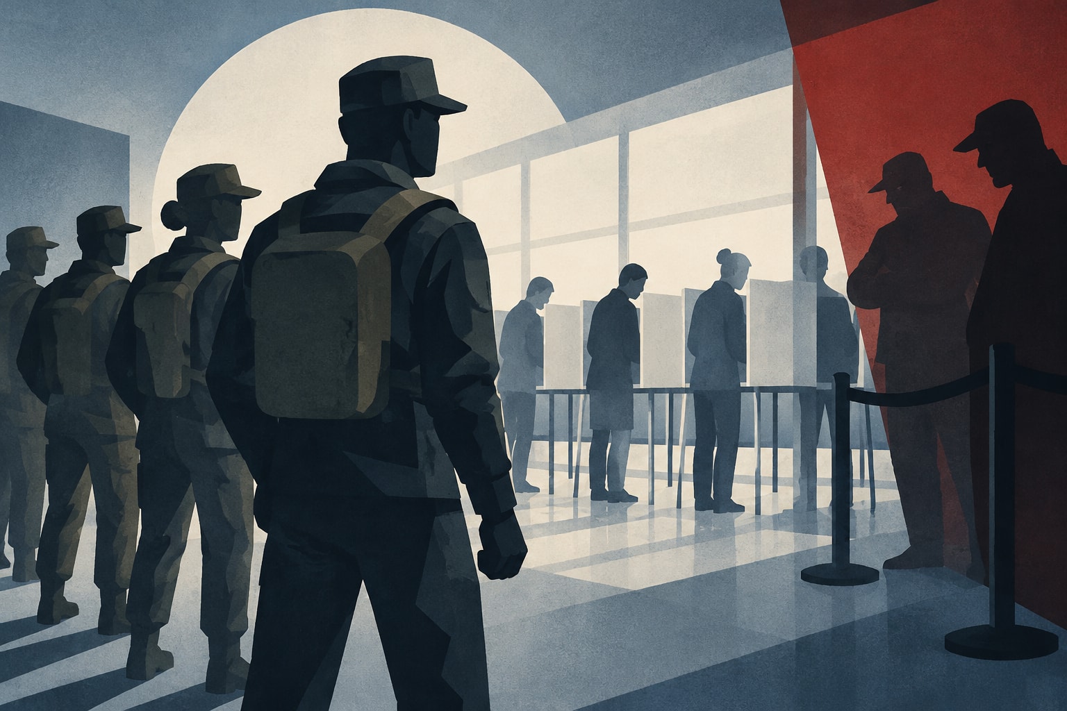 Editorial illustration for: Veterans Group Trains 500 Poll Watchers to Combat Voter Intimidation