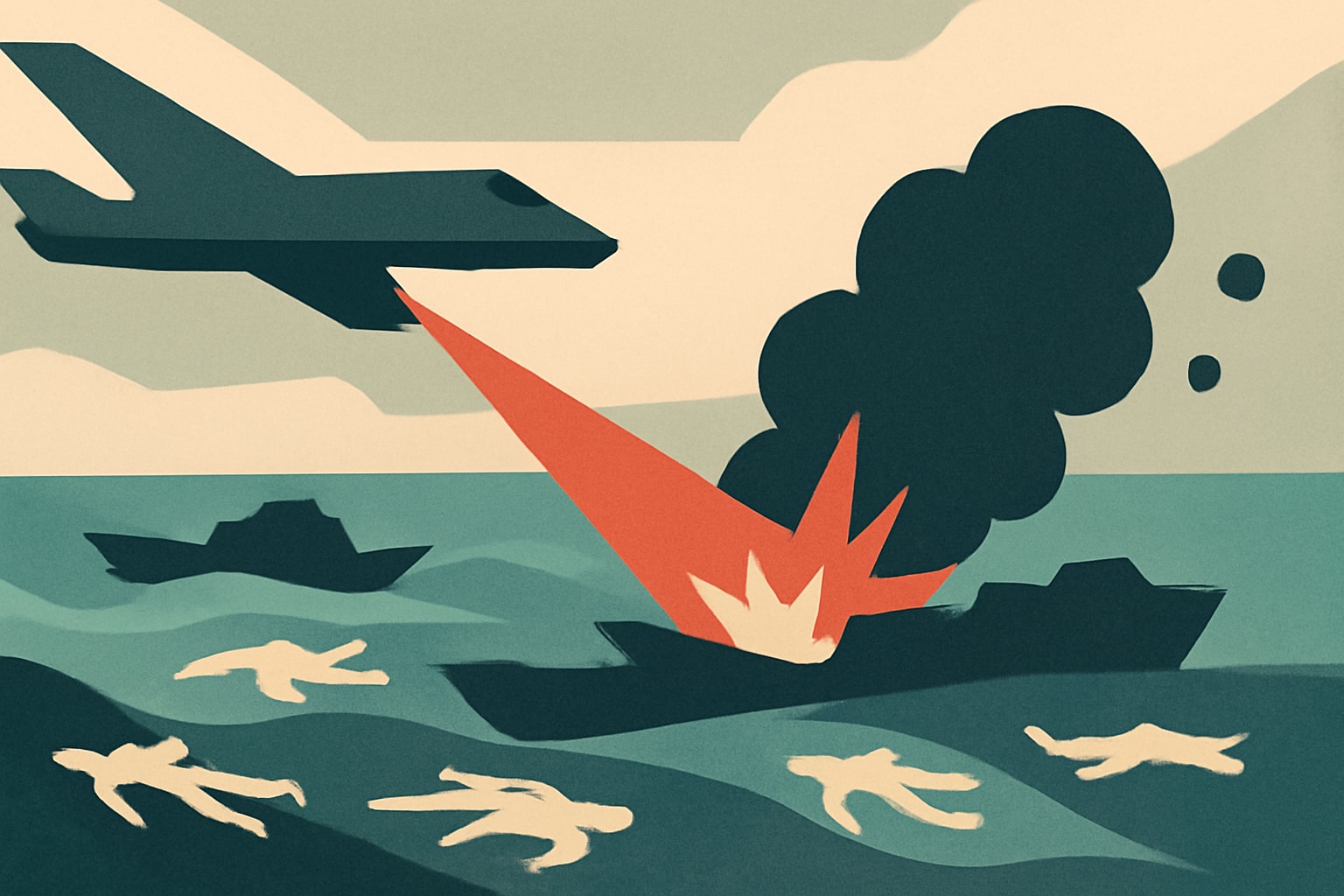 Editorial illustration for: U.S. Military Strikes Drug Smuggling Boats, Killing Five in Eastern Pacific